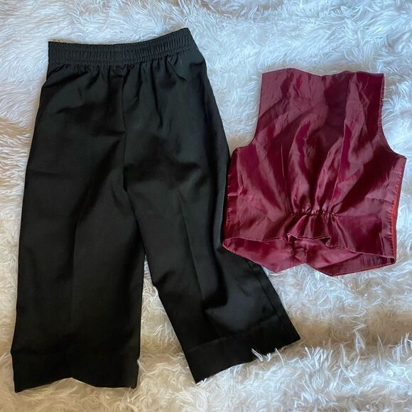 Van Heusen Black Boy Size 4 Dress Slacks & Boy S/M Maroon Dress Vest - Picture 4 of 7